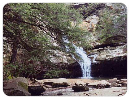 Cedar Falls State Park is within a short drive from Hocking Country Vista Cabins