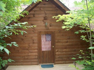 The trail cabin entrance