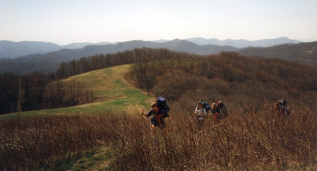 Hiking a "bald knob" on the Appalachian Trail