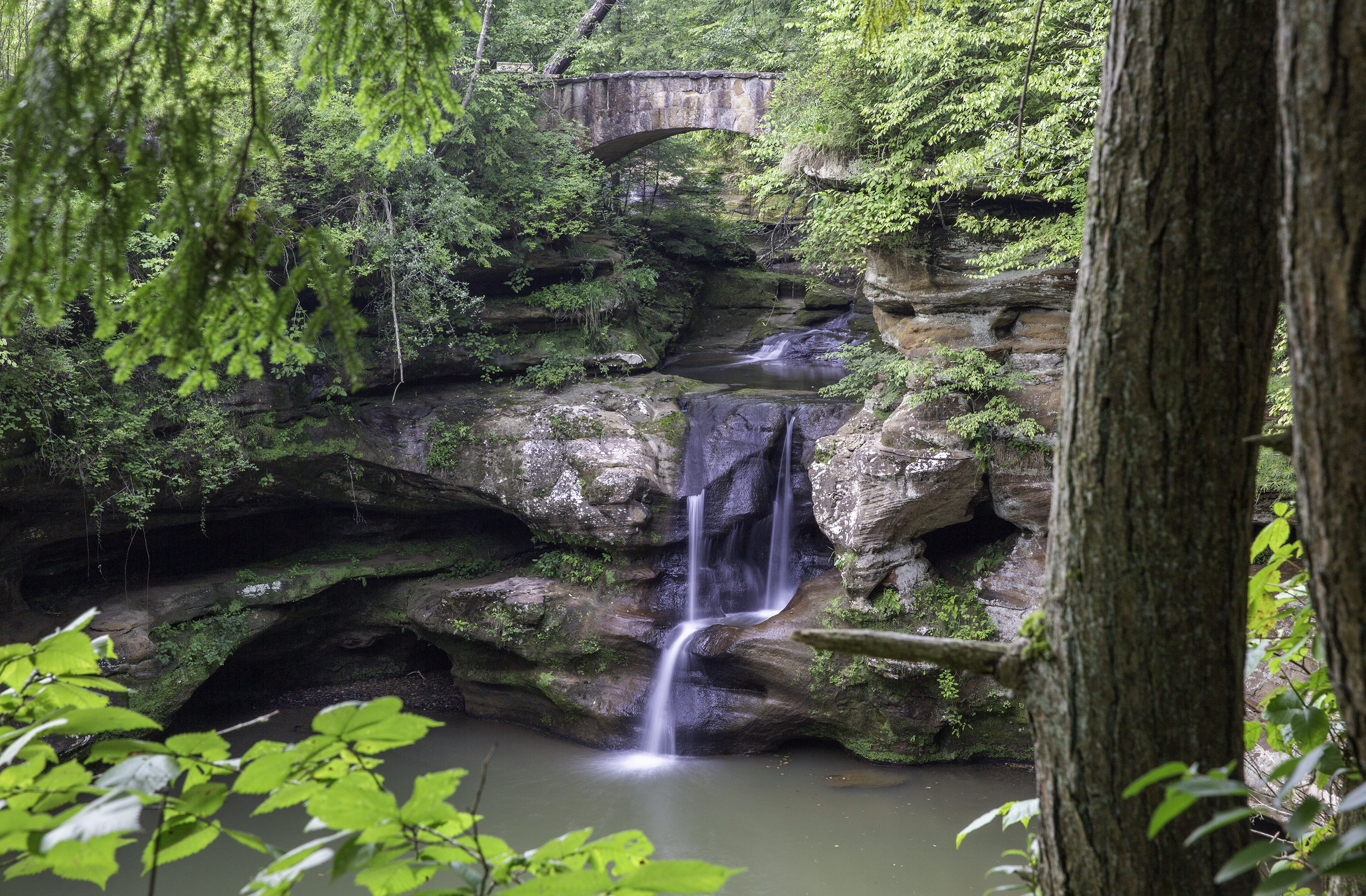Bridge over waterfall at Old Man's Cave