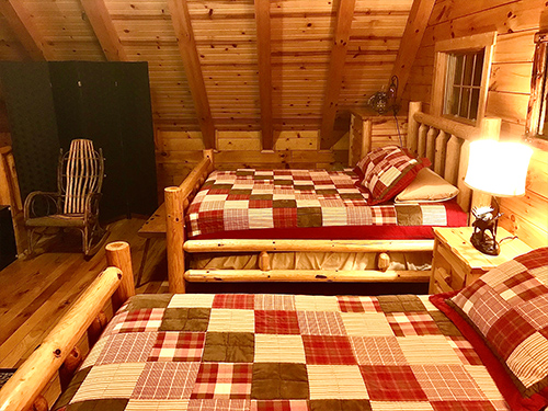 The sleeping loft at the Merlot Cabin in the Hocking Hills
