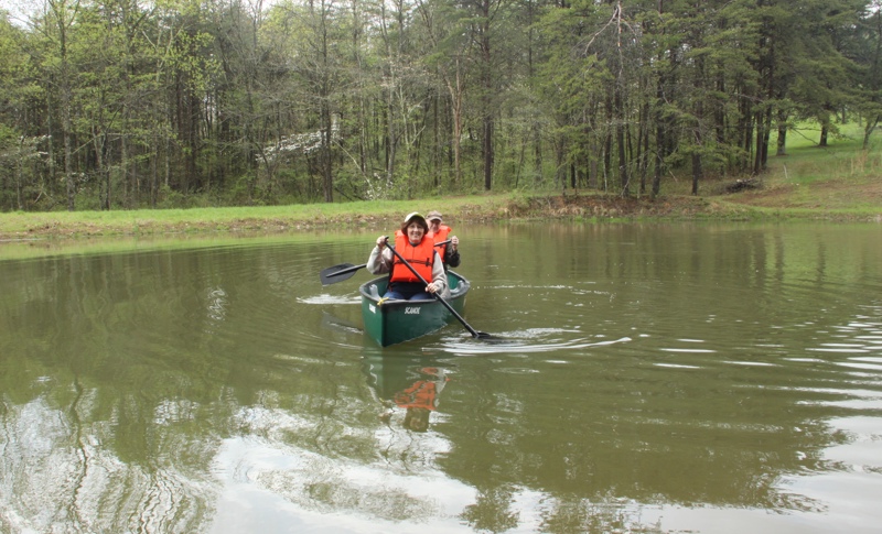 Canoeing in the treehouse pond